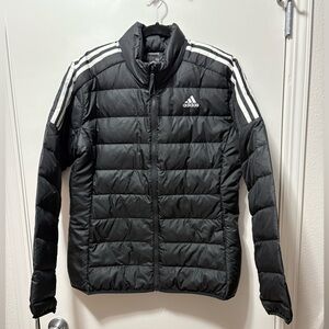 Adidas Men's Black and White Puffer Jacket